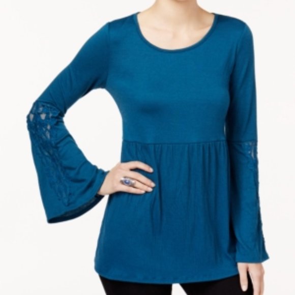 Style & Co Lace-Trim Babydoll Top - Picture 1 of 7